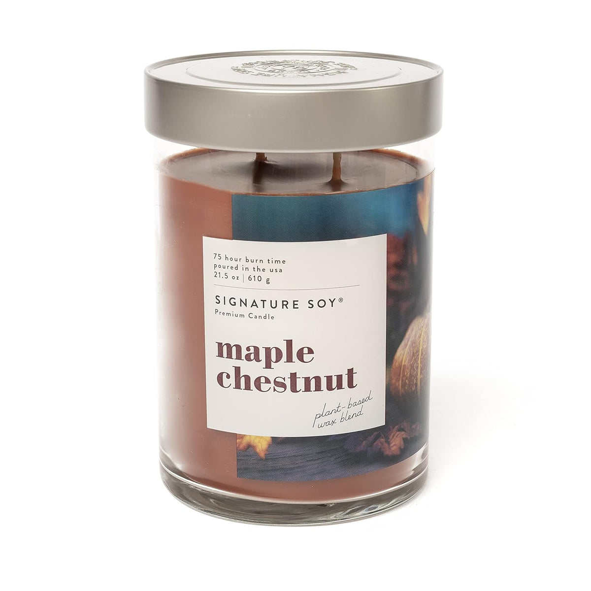 Lidded Maple Chestnut Scented Candle, Extra Large Jar
