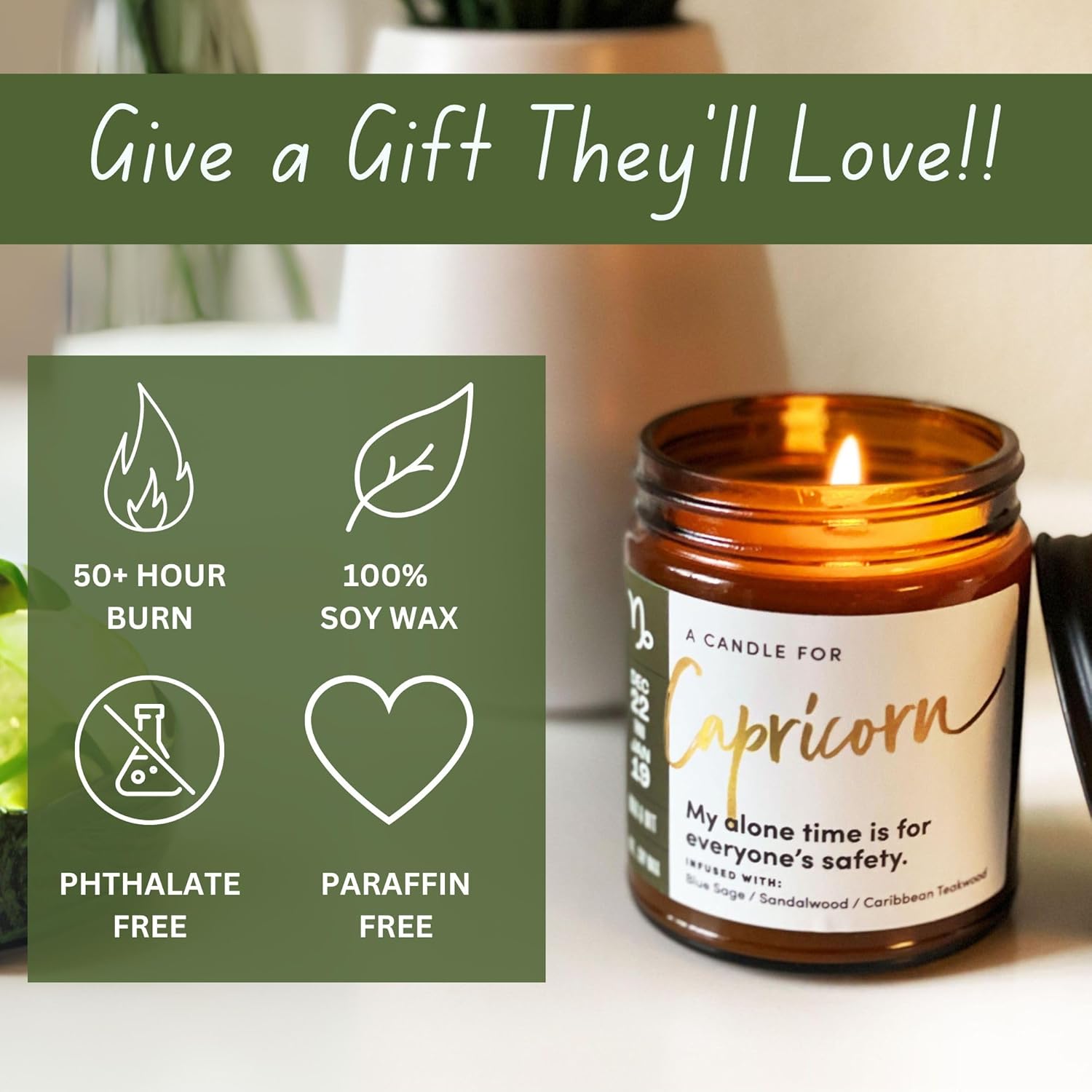 Capricorn Gifts For Women, Astrology Gifts For Women, Capricorn Candle, Zodiac Gift, December January Birthday Gift For Woman, Zodiac Candles, Astrology Candle - 9Oz