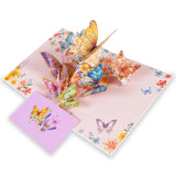 3D Bouquet Butterflys Orange Pop Up Thank You Card, Teacher Appreciation Card, Handmade Flowers Box Greeting Cards With Note And Envelope For New Year Anniversary