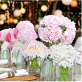 Pink Hydrangea Artificial Flowers - High-End 22.5Cm Oversized Heads (4Pcs) | Real-Touch Design | Perfect For Christmas, Weddings, Home Decor, Parties & Outdoor Use (Pink)