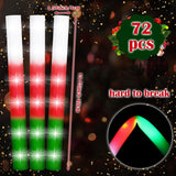 36 Pcs 16 Inch Christmas Glow Sticks Bulk Led Foam Sticks Red, Green, White Light Up Favors Glow In The Dark With 3 Flas