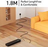 Universal Travel Power Strip with USB C Ports and 6ft Cord