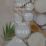 Spa Day Scented Soy Candles – Sea Salt, Jasmine, Wood, Cream – Cozy Vacation Aroma – 50 Hour Burn – 12Oz Tinted Glass Jar For Home Decor And Bedroom Decor