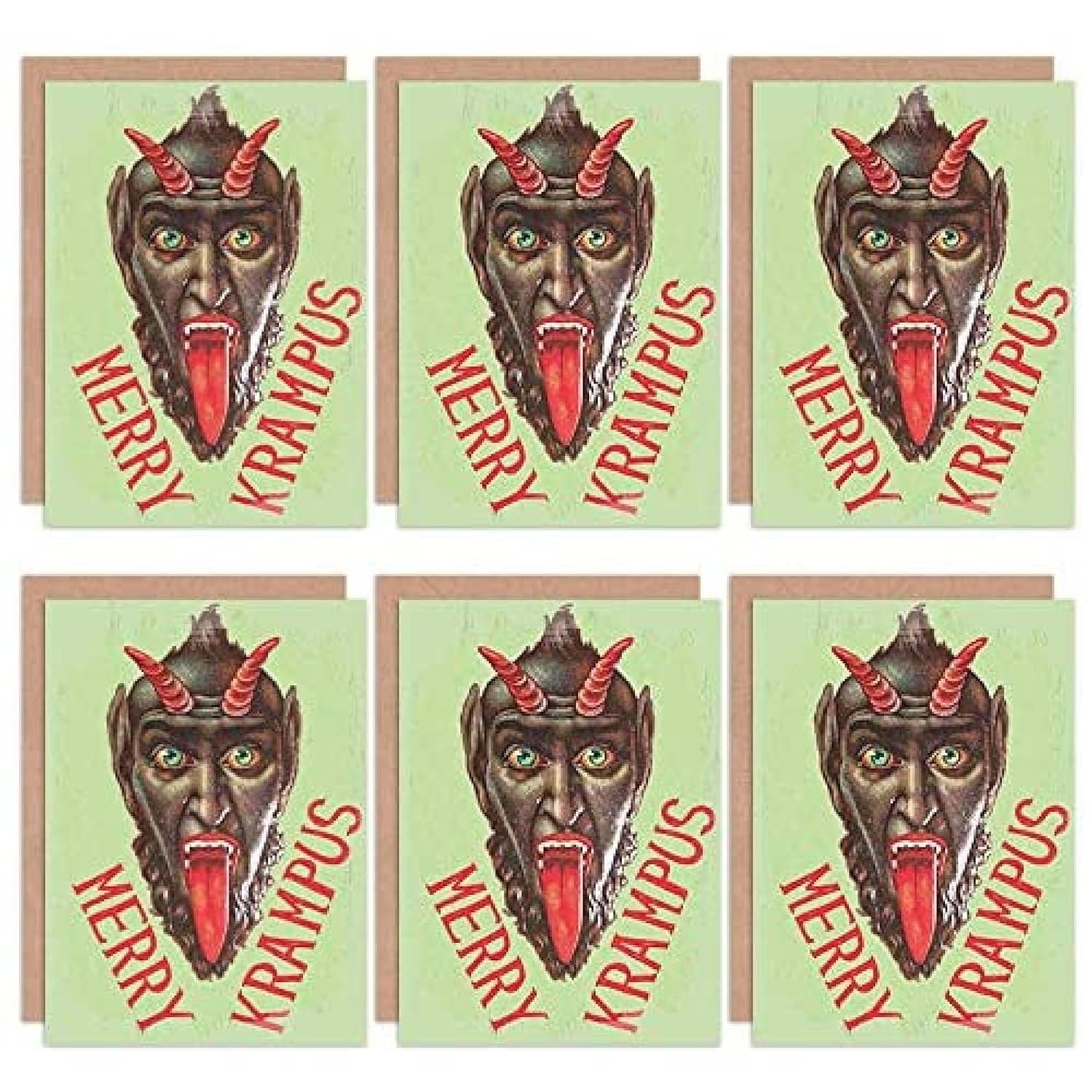 Christmas Cards X6 Krampus Anti Santa Funny Devil Merry Krampus