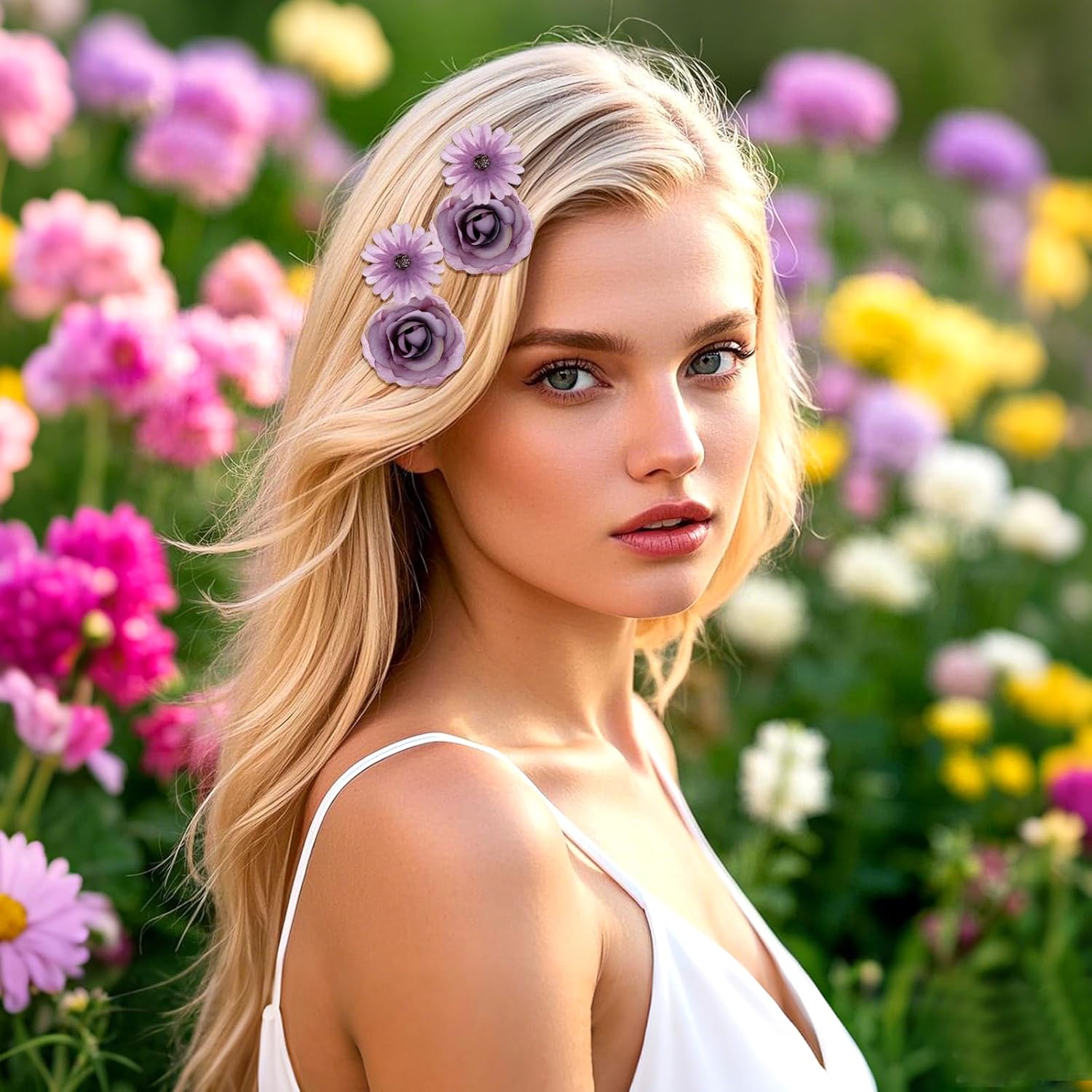 50Pcs Faux Artificial Flower Heads Small Flower Heads For Birthday Wedding Baby Shower Cake Decoration Diy Craft(Purple)