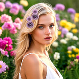 50Pcs Faux Artificial Flower Heads Small Flower Heads For Birthday Wedding Baby Shower Cake Decoration Diy Craft(Purple)