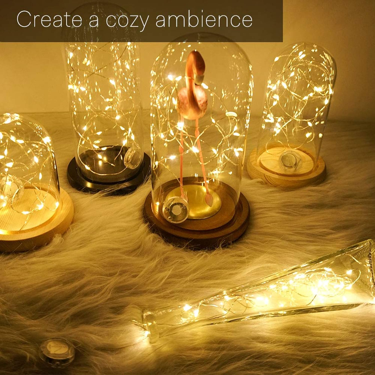 Fairy String Lights With 3 Flashing Modes, 18 Pcs 20 Led Flickering Waterproof Starry Firefly Lights, Battery Operated,