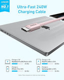 240W USB C to USB C Braided Fast Charging Cable 6FT Pink for iPhone 17 MacBook iPad Samsung
