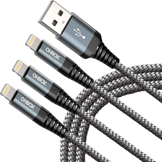 3 Pack Apple MFi Certified iPhone Charger Cable 6FT USB Lightning Fast Charging Nylon Braided Cord for iPhone 14 13 12 11 iPad