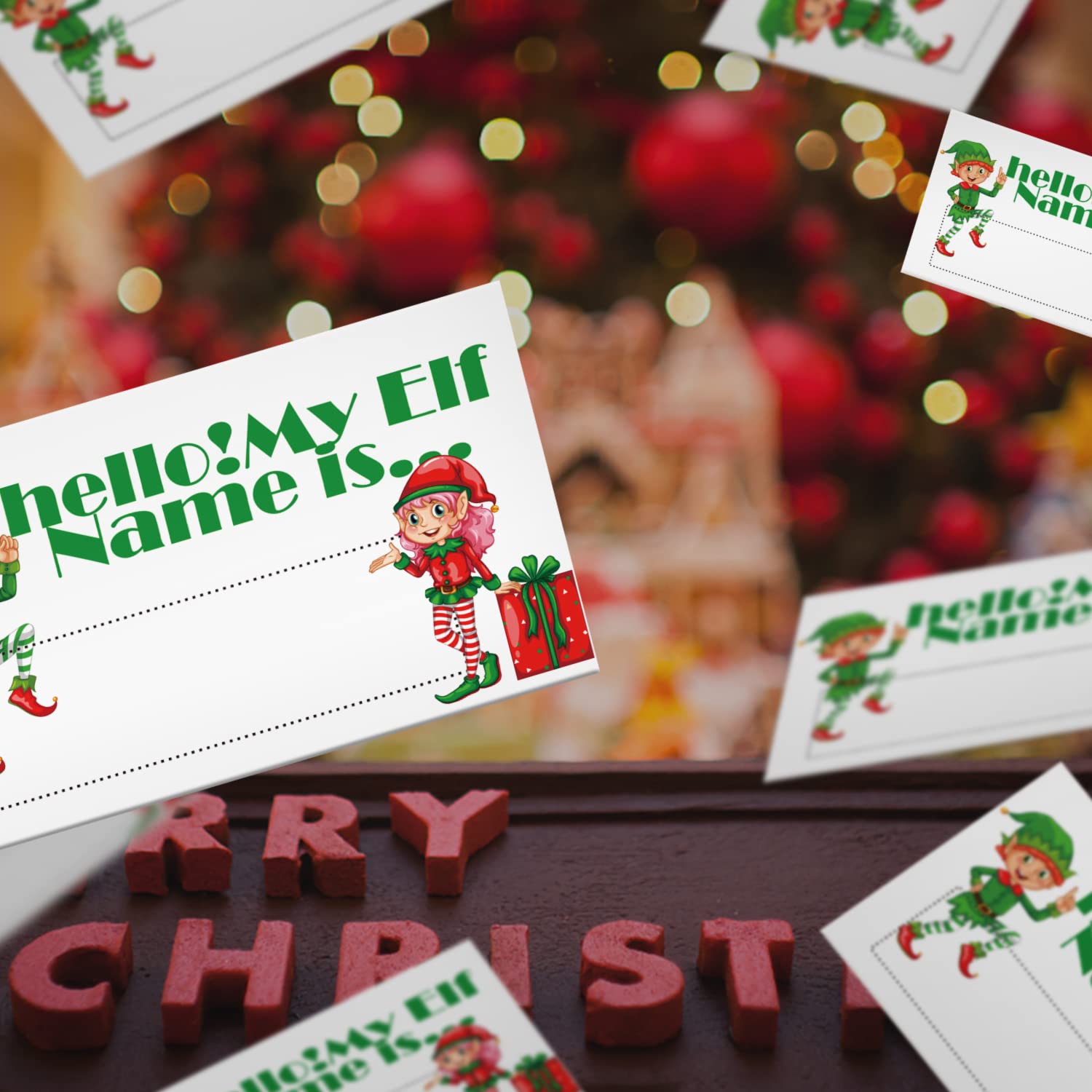 What'S Your Elf Name Game, 1 Elf Theme Sign And 50 Name Tag Stickers, Christmas Party Games, Birthday Game And Adult Parties, Activity Game For Office Or Class | Jrkp041L