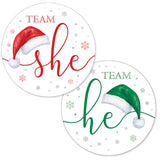 Santa Baby Gender Reveal Party - Team He Or Team She Stickers - 40 Labels – Christmas Gender Reveal