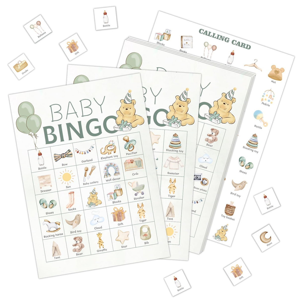 Winnie Baby Shower Games For Baby Shower Decoration, Pooh Bingo Cards For 30 Players Kids Birthday Reveal Party Games Favors Supplies Decorations Souvenirs Gifts