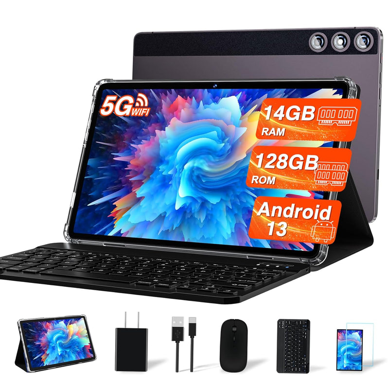 Tablet 10.1 Inch 2 In 1 Android 13 Tablets With 14(8+6) Gb Ram 128Gb Rom (1Tb