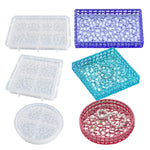 3Pcs Diamond Resin Tray Mold With Edges, Silicone Tray Molds For Resin Casting, Square Rectangle Round Epoxy Mold Diy Jewelry Plate Box Candle Holder Container Art Craft Making Supplies