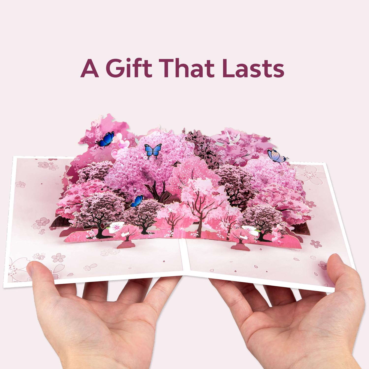 3D Cherry Blossom Pop-Up Birthday Card – Elegant Pink Blossom Trees With Butterflies And Birds – For Spring, Valentine'S Day, Mother’S Day, And Anniversaries – Floral Pop-Up Card For Women