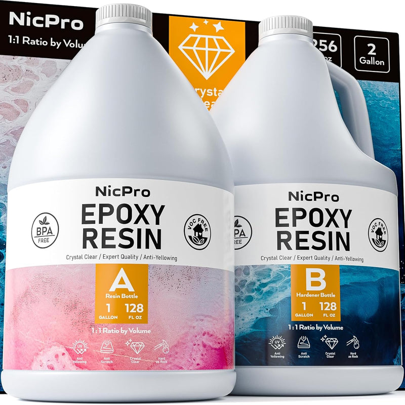 2 Gallon Crystal Clear Epoxy Resin Kit, Not Yellowing & Bubbles Free Food Safe Resin For Coating And Casting, Craft Diy, Jewelry Making Art, Molds, Tables Top, Wood