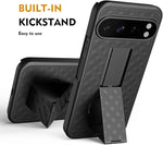 Pixel 9 Pro XL 6.8" Holster Case, Belt Clip, Kickstand, Rugged Protection - Black