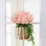 6Pcs Artificial Fake Silk Wisteria Flowers, 13.7'' Faux Hyacinth Flowers For Home Garden Outdoor Cemetery Grave Fences Spring Summer Decor Floral Arrangements, Pink