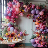 Purple Pink Balloon Garland Double Stuffed Lavender Lilac Balloons Different Sizes Pastel Balloons Hot Pink Lavender Balloon Arch Kit For Baby Shower Butterfly Birthday Wedding Fairy Party Decor