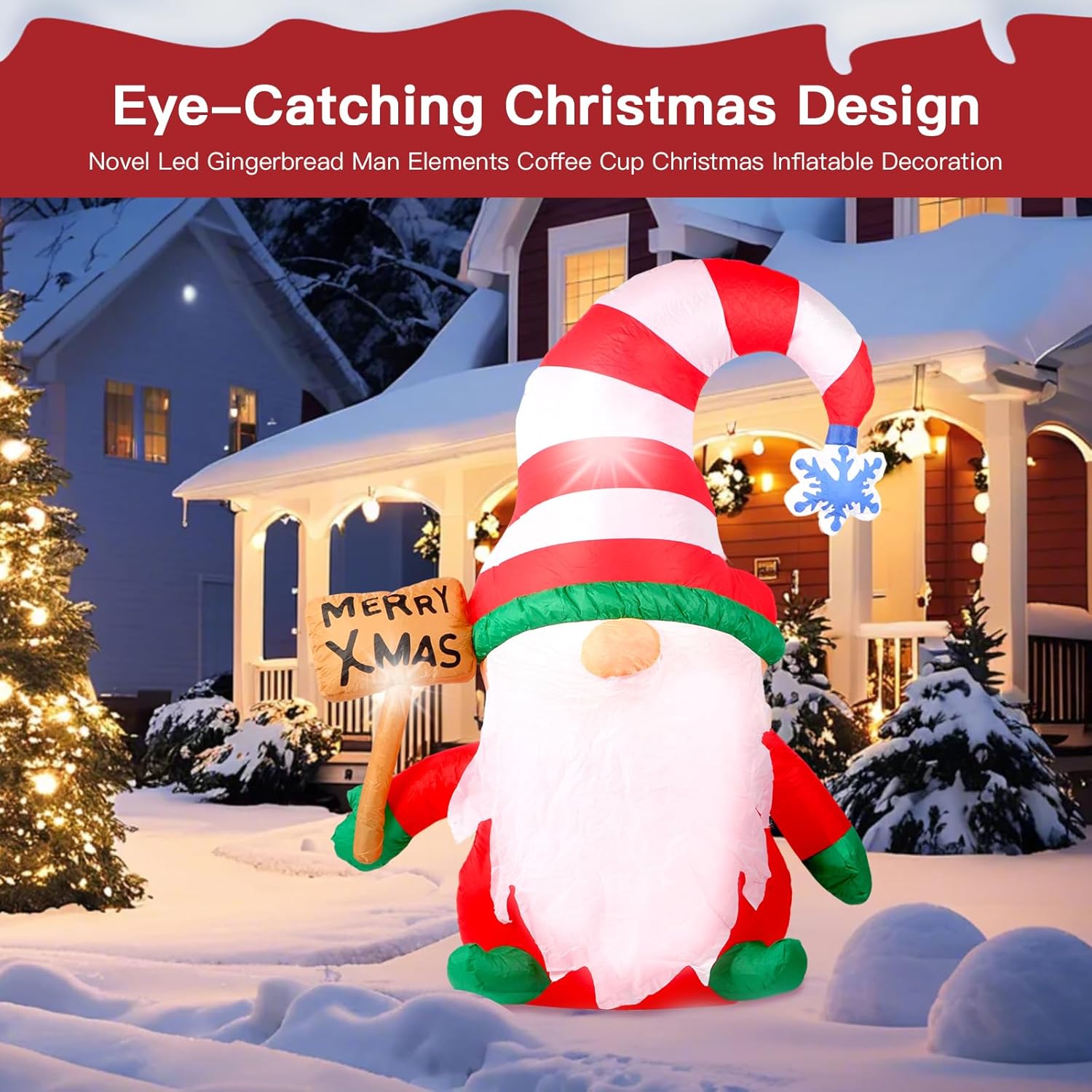 6 Ft Christmas Inflatables Decorations Outdoor?Blow Up Gnome Tumbler With Built-In Led Lights For Indoor Holiday Party Y