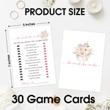He Said She Said Bridal Shower Games, Tea Party Bridal Shower Games Cards 30 Guests, Pink Floral Wedding Engagement Bachelorette Party Activity & Game Reception Supplies-B06
