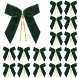 16Pack Red Velvet Christmas Bows For Christmas Tree, Small Decorative Twist Tie Ribbons For Wreath, Gift Wrapping, 3.5X3.5 Inch (Dark Green)