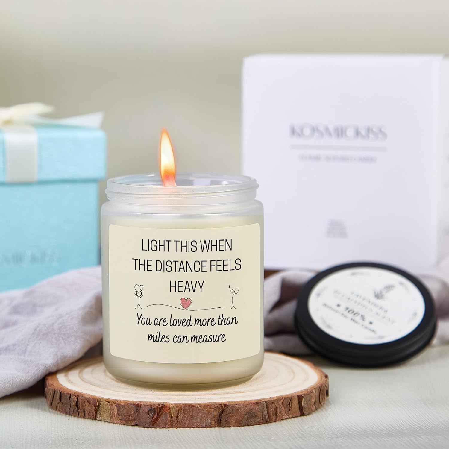 Long Distance Relationship Gifts For Him, Her, Long Distance Friendship Gifts For Friends, Besties, Valentines Day Gift For Boyfriend, Girlfriend, Birthday Gift For Couple - Lavender Scented Candle