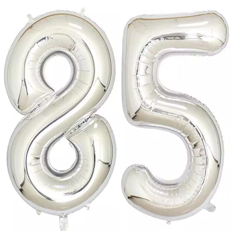 40Inch Silver Foil 85 Helium Jumbo Digital Number Balloons, 85Th Birth