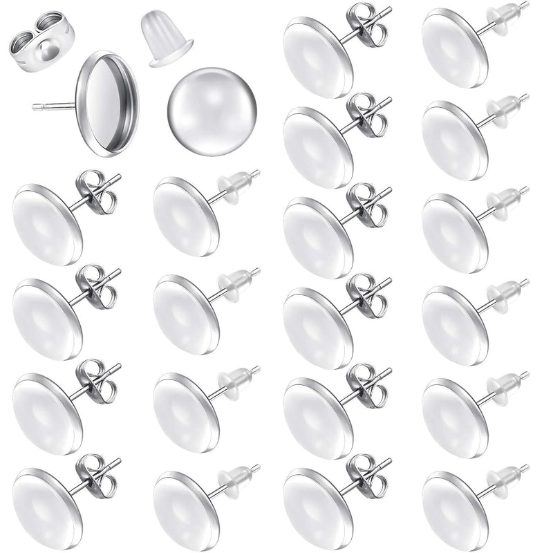 200 Pieces Stud Earring Kit, Including 50 Pieces 12 Mm Stainless Steel Blank S