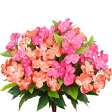 4 Pcs Artificial Impatiens Flowers For Outdoors Uv Resistant Silk Impatien Flower Outside Bushes Orange Faux Impatiens Flowers For Planter Pot Patio Lawn Garden Hanging Basket Porch Decor