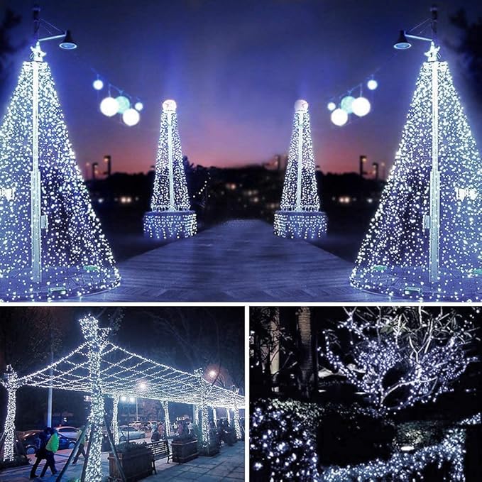 105FT 300 LED Cool White Christmas String Lights Plug In 8 Modes UL Certified Connectable Fairy Lights for Outdoor Indoor Holiday Decor
