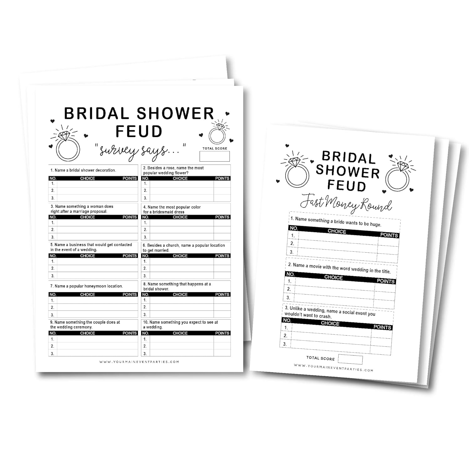 Bridal Shower Feud Game Fun Neutral Decorations 50 Bridal Fued Cards 3 Fast Money Round Cards 1 Instruction Card Included