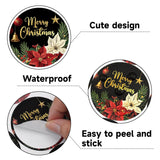 Merry Christmas Stickers - 2 Inch Holiday Stickers 120Pcs Large Round Christmas Card Sticker Labels Self-Adhesive Xmas Poinsettias Sticker For Envelope Seals Card Ornament (Black)