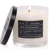 | Jasmine, Oud & Sandalwood | Luxury Scented Soy Jar Candle | Hand Poured In The Usa | Highly Scented Long Lasting (6 Oz.)