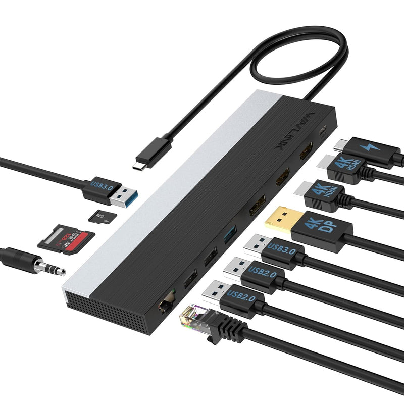 WAVLINK 4K USB C Docking Station Triple Monitor with 85W PD Charging, USB C Do