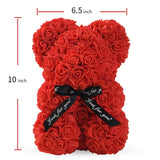 Linklo Rose Bear Rose Teddy Bear -10 Inch Artificial Rose Flower Bear, Gift For Wedding, Mothers Day And Anniversary, Including Transparent Gift Box(Red)