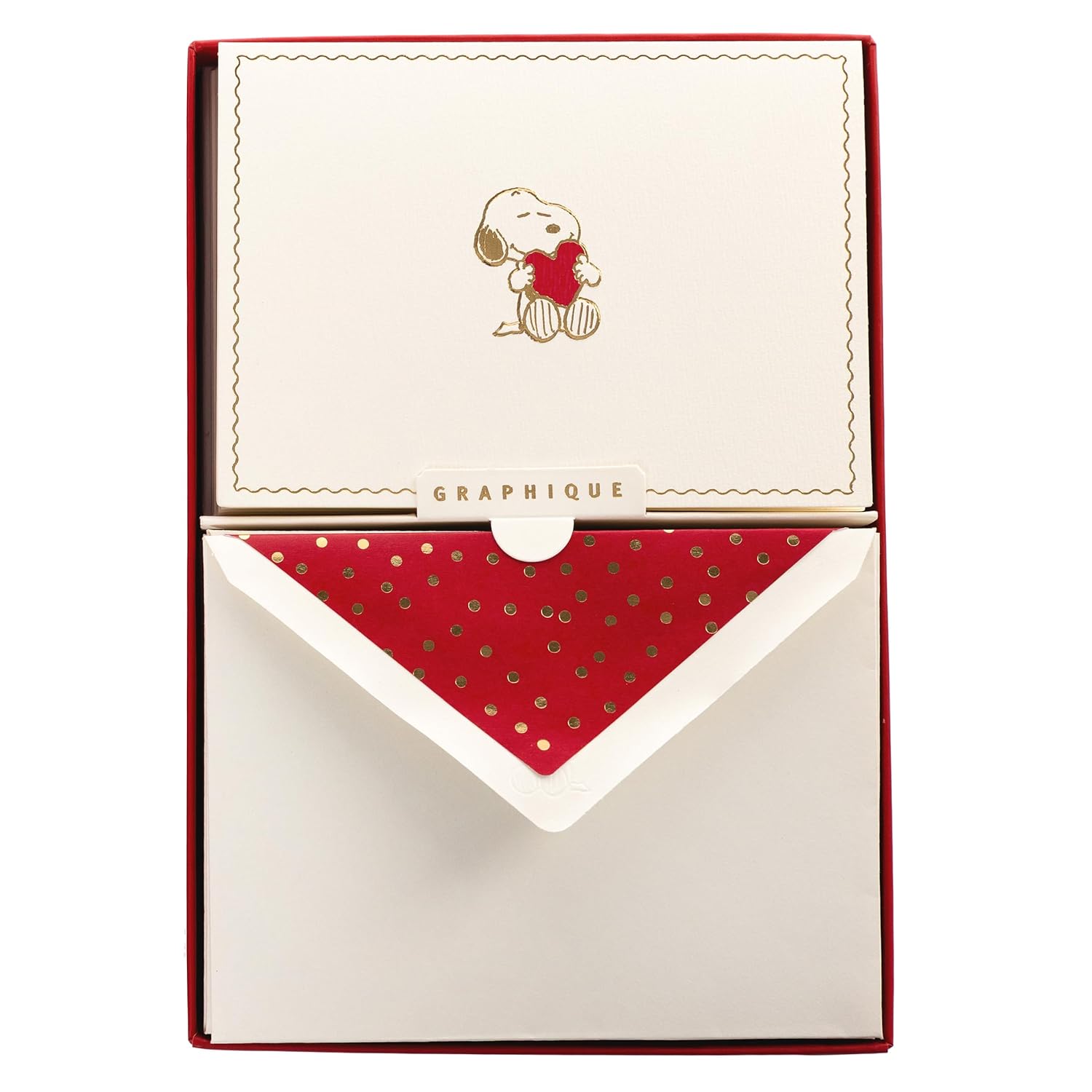 Peanuts Designer Cards Luxe Collection, Gold Foil Embossed Stationary Boxed Set, 10 Blank Cards With 11 Envelopes, All Occasion Greetings, 5.25" X 3.8"