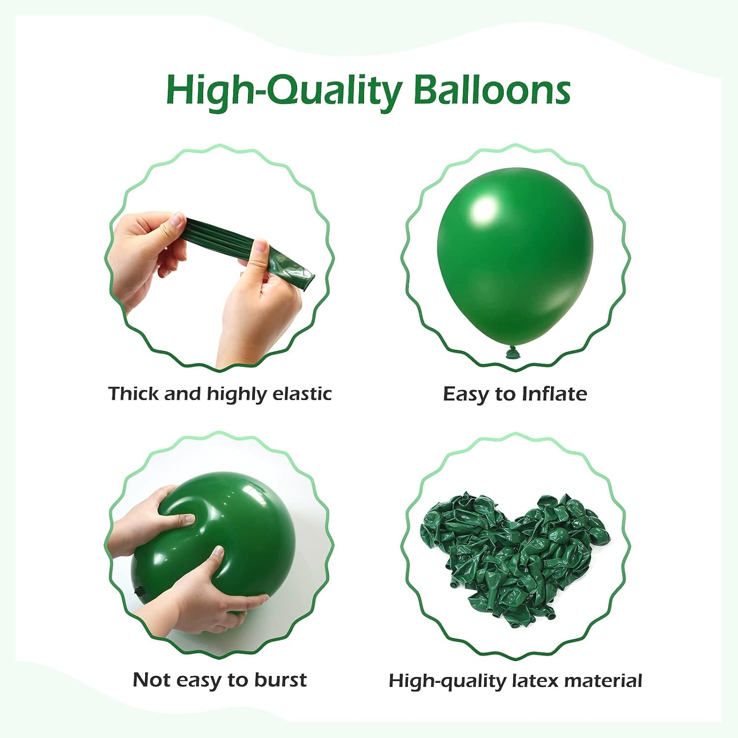 110Pcs Dark Green Balloon Garland Arch Kit, 18 12 10 5 Inch Dark Green Latex Balloons Different Sizes Pack For Birthday Graduation Baby Shower Jungle Christmas Party Decorations