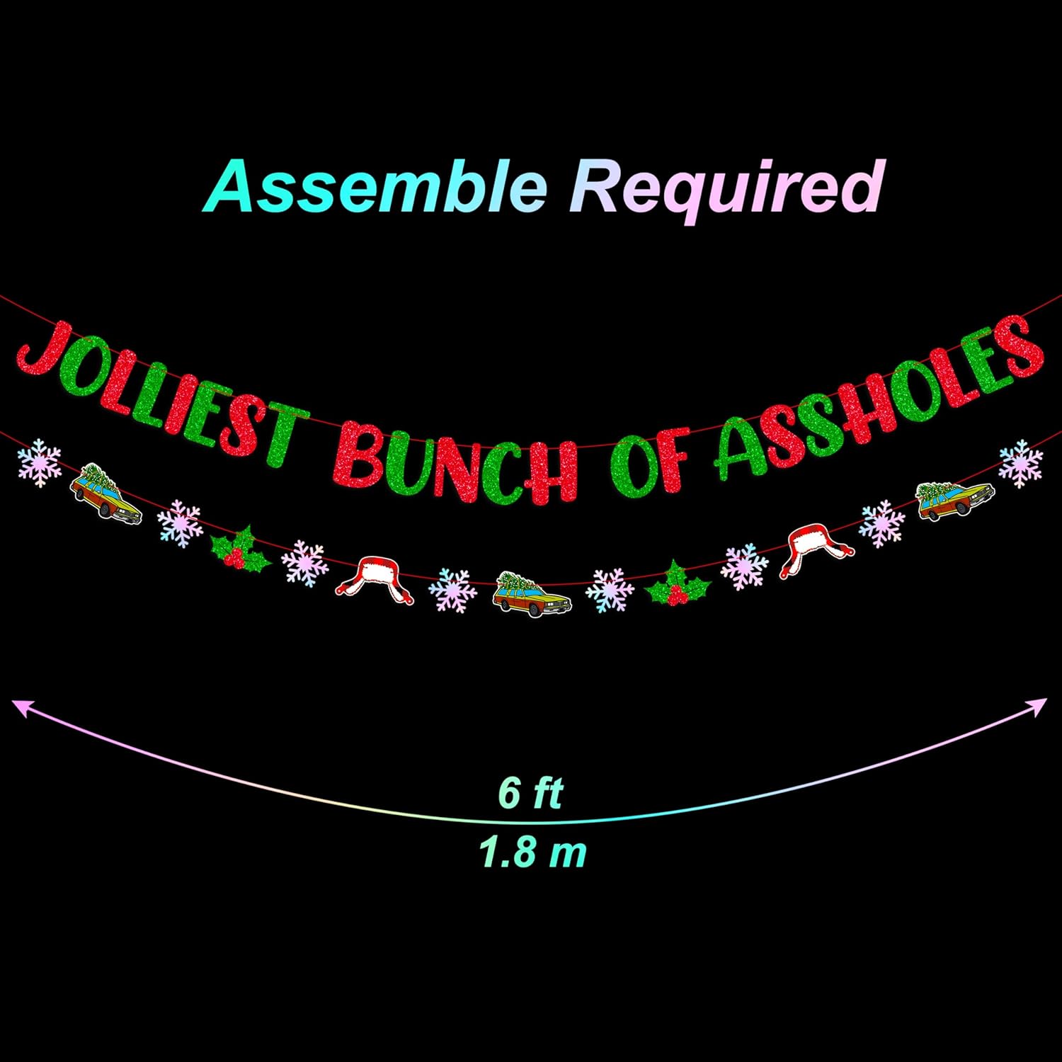 Jolliest Bunch Of Assholes Funny Christmas Banner And Snowflake Garland Banner For Merry Christmas Holiday Decoration