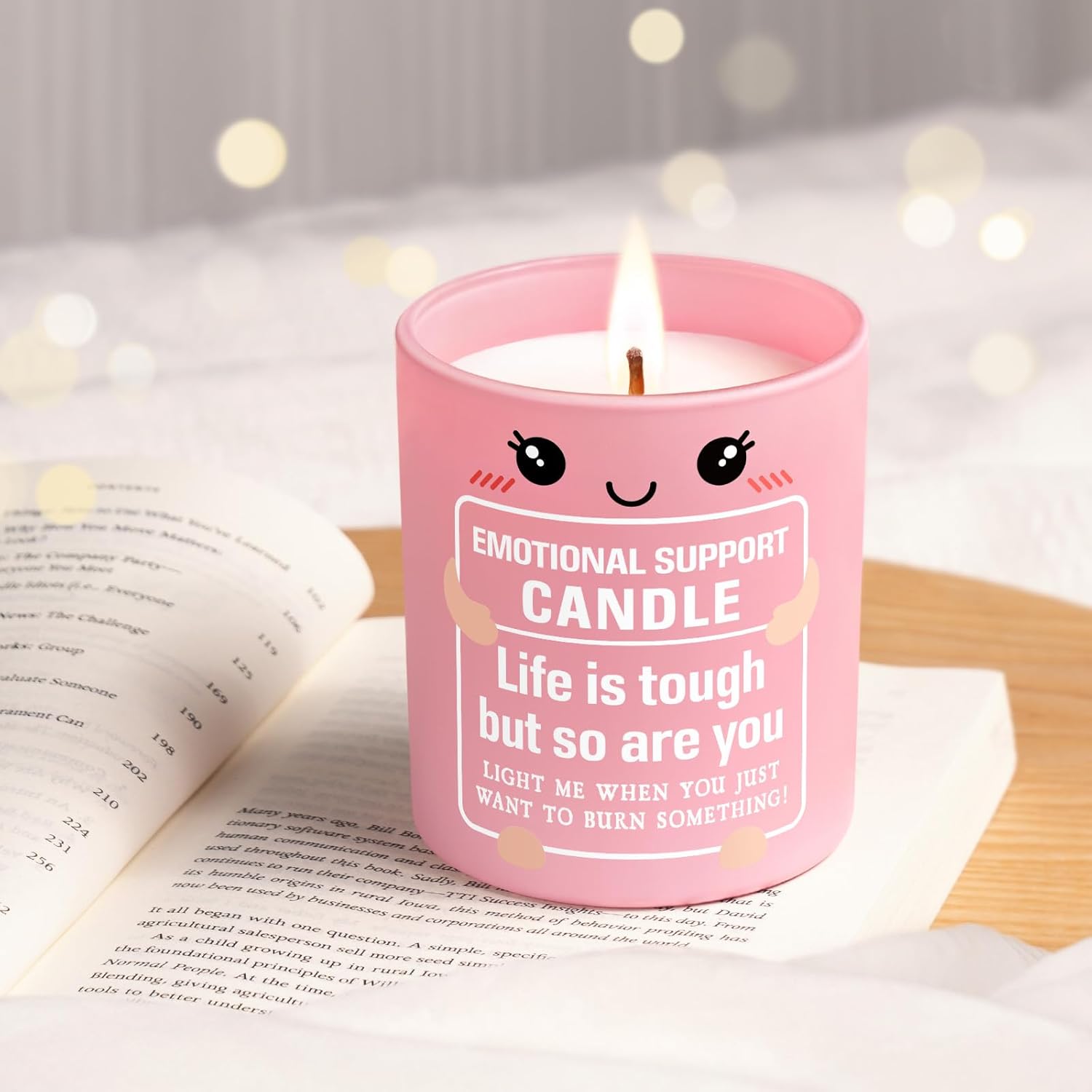 Emotional Support Candle 10Oz, Inspirational, Positive Affirmation, Encouragement, Stress Relief, Valentines Gifts For Women Friends Coworkers, Life Is Tough But So Are You Scented Candles