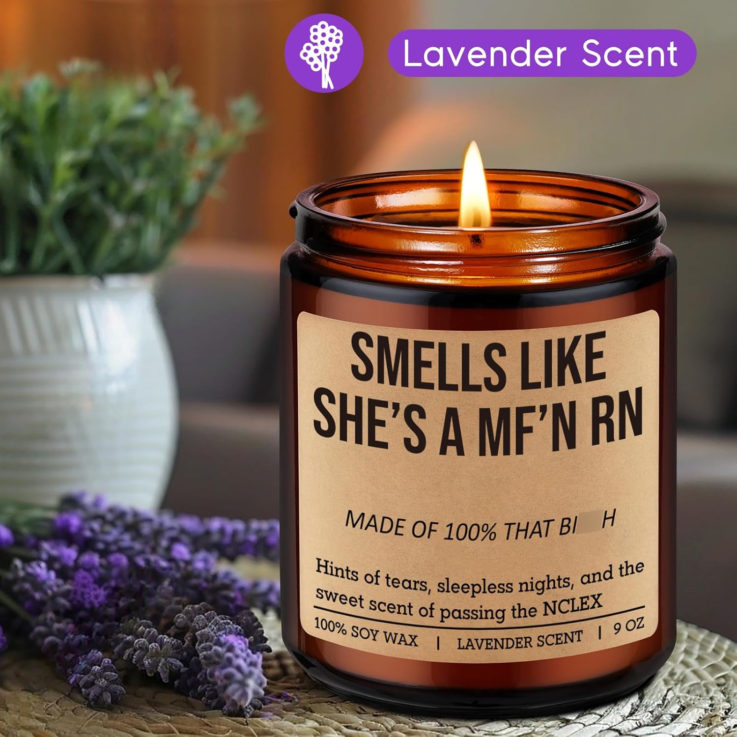 Candle For New Rn, Registered Nurse Gifts For Women - Congrats On Passing The Nclex - Future Rn Gifts For Nurses, Funny Birthday, Graduation Presents For Nursing School Students, Grads