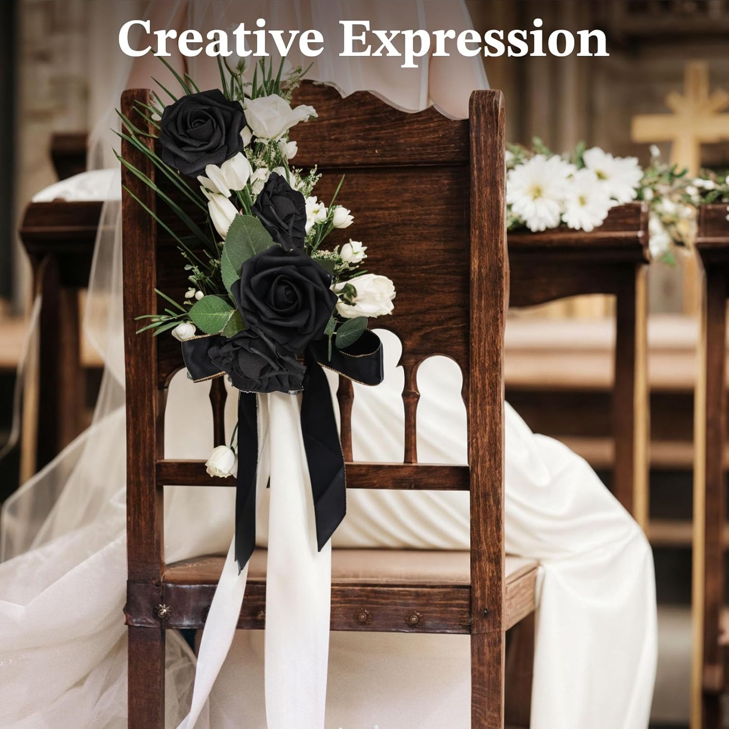 30Pcs Artificial Black Roses With Adjustable Stems - Gothic Decor For Valentines Day, Wedding Centerpieces & Party Arrangements