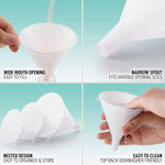Zulay 3-Pieces Plastic Funnel Set - Large, Medium, And Small Kitchen Funnels For Filling Bottles - Food Grade Cooking Funnel Set Of 3