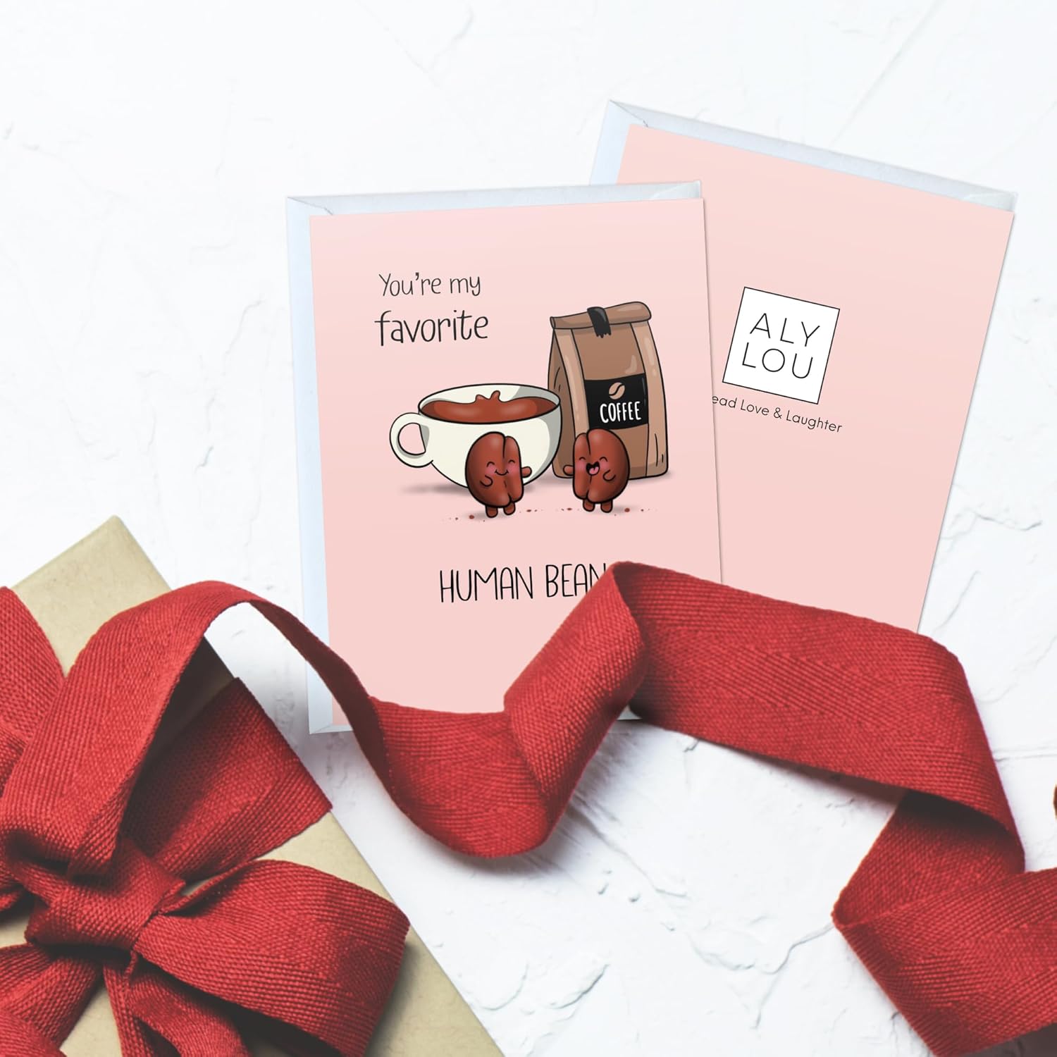 Coffee Valentine’S Day Card For Girlfriend, Boyfriend, Wife, Husband - Cute Funny Anniversary & Birthday Card For Him Her - Punny Vday Love Greeting Card Blank Inside (You'Re My Favorite Human Bean)