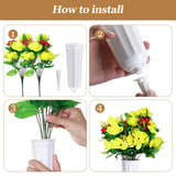 4 Sets Christmas Artificial Cemetery Flowers With Vase For Grave Silk Fall Flower Bouquet Cemetery Decoration For Outdoor Funeral Graveside Headstone Arrangement(White, Yellow)