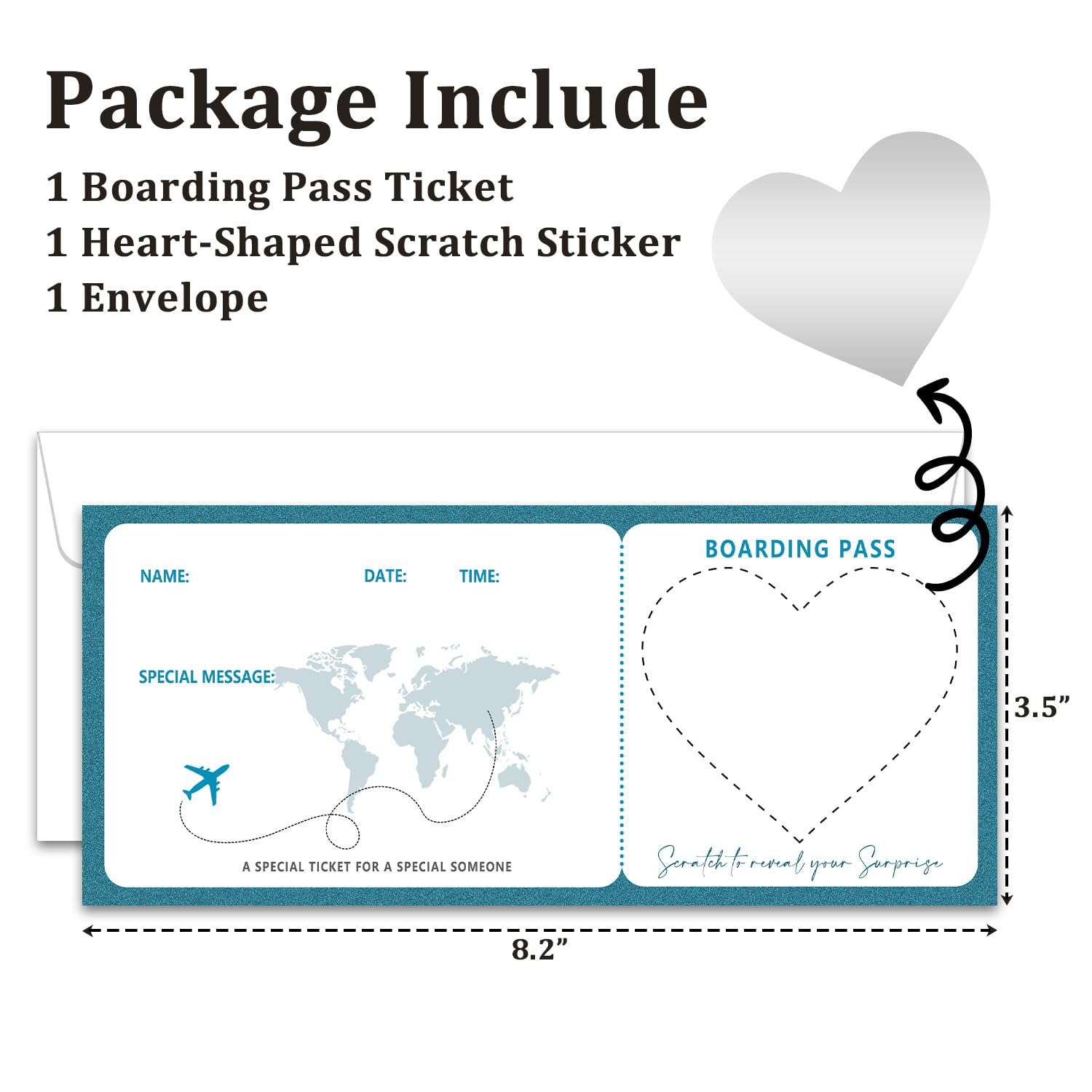 Blue Boarding Pass Gift Ticket, Boarding Pass, Airline Tickets Scratch Off Travel Tickets With Envelopes, Scratch & Reveal Surprise Ticket For Valentine'S Day, Birthday, Girlfriends/001(1 Set Diy)