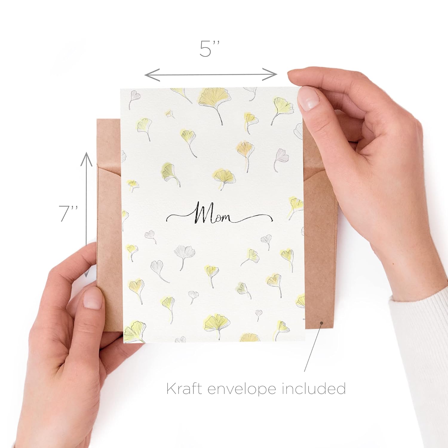 Mother'S Day Card, Birthday Card For Mom, Card For Mom With Ginkgo Leaves (Premium Quality Card, Handmade)