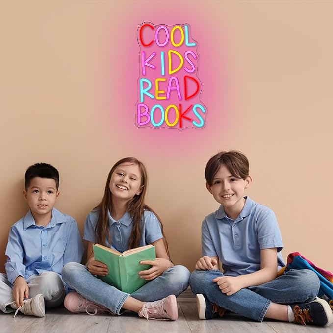 Cool Kids Read Books Neon Sign LED Wall Light for Library Classroom Reading Corner Decor