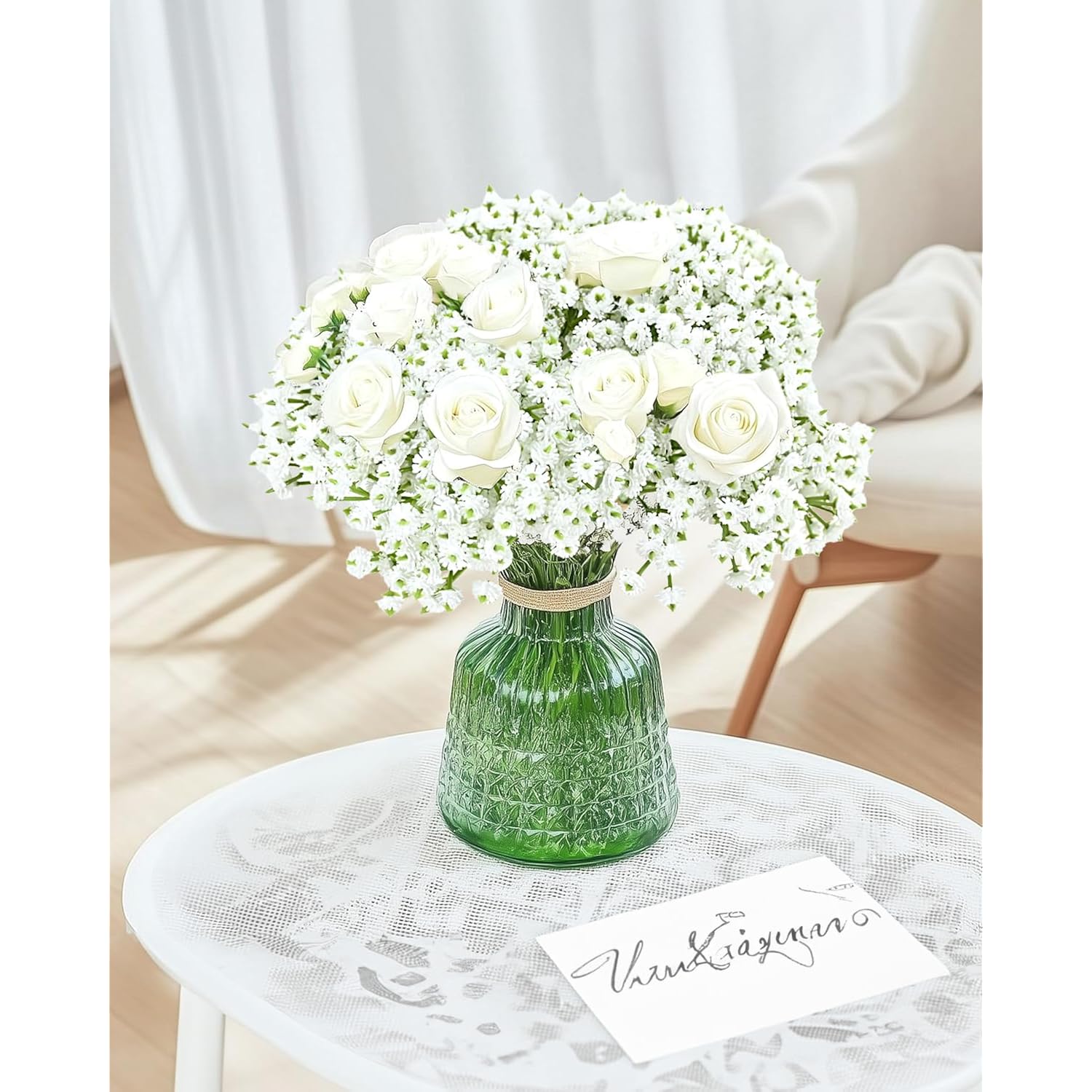16Pcs Babys Breath Artificial Flowers For Outdoors, Faux Baby Breath Flowers Artificial Bulk White Real Touch Fake Flowers For Wedding Diy Bouquets Centerpieces Party Home Garden Tables Decor