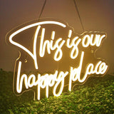 This Is Our Happy Place Neon Sign Warm White LED Wall Light USB Dimmable Room Decor